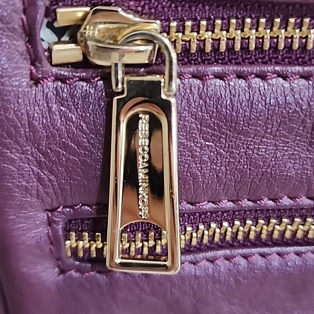 Rebecca Minkoff Zippered Crossbody Bag Chain Strap Leather Gold Hardware